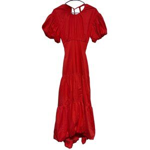 CINQ À SEPT Maisey Puffed Sleeve Tiered Open-back Dress In Chili Pepper 2 $445